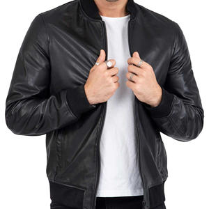 Veste zippée d'hiver en cuir véritable personnalisée directe d'usine pour hommes Veste de rue principale pour hommes - Product Image 4
