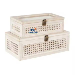 Caja de mimbre natural de alta calidad al por mayor para decoración del hogar, caja de mimbre personalizada hecha a mano en Vietnam - Product Image 1