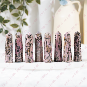 Venta al por Mayor de Elegantes y Hermosas Torres/Obeliscos de Cristal con Gemas, Rodonita de 1 kg al Mejor Precio - Product Image 1