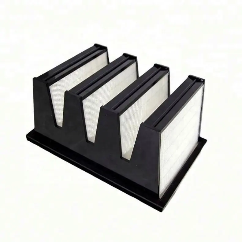 Caja plisada INI tipo HAAC sistema filtro v-bank HEPA filtro purificador de aire industrial