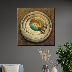 Impression sur toile abstraite moderne de style Rothko rose et orange, encadrée pour galerie - Product Image 1