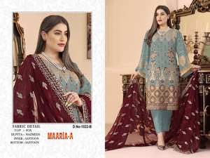 Trajes de Georgette de estilo indio y pakistaní para mujer con bordado pesado trabajo Santoon Nazneen Dupatta precio bajo - Product Image 3