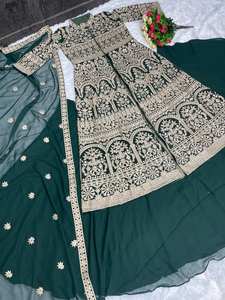 DESIGNER WEAR KOTI HEAVY CHINE STITCH TRABAJA CON LEHENGAS - Product Image 5