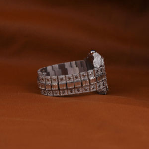 Lujoso reloj de pulsera automático con esfera romana de acero inoxidable de 20mm, Diamante cultivado en laboratorio helado, diferentes formas, estilo rapero de Hip Hop - Product Image 4