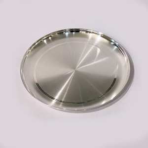 Assiette de service alimentaire en aluminium de luxe finition argentée martelée en forme ronde pour assiettes de service à riz et à dessert - Product Image 4