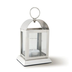 Linterna de vela de acero inoxidable y vidrio de diseñador para el hogar y el jardín, suelo decorativo y linternas de vela colgantes - Product Image 5