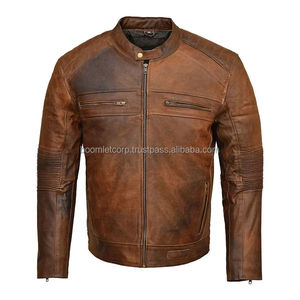 Vestes en cuir de vachette véritable entièrement personnalisées Veste de moto en cuir imperméable et coupe-vent pour hommes. - Product Image 1
