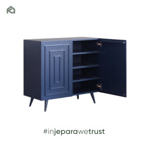 Aparador de Madera de Teca Azul Marino Ecológico y Duradero, Tallado a Mano, con Estantes Ajustables, Versátil como Mueble para TV - Product Image 2