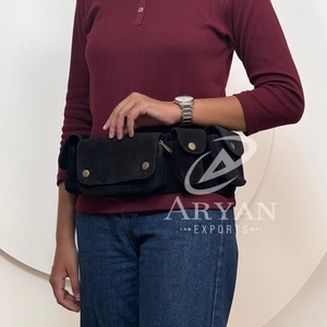 Riñonera de cuero de ante hecha a mano, cinturón de bolsillo de viaje de cuero genuino, cinturón de utilidad de cuero personalizado, riñonera para Festival para Unisex - Product Image 1