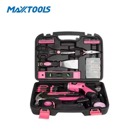 Kit d'outils domestiques manuels OEM 35 pièces rose avec grattoir pour femmes, idéal pour la réparation et l'entretien DIY, avec mallette de transport
