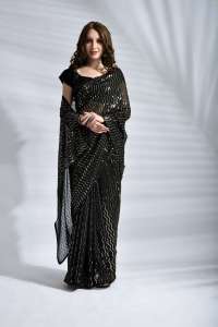 Ropa de fiesta estilo Bollywood Saree con hermosos bordados de lentejuelas por Fabzone - Product Image 2