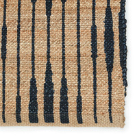 Tapis d'appoint moderne 100% jute tissé à la main, adapté aux animaux de compagnie, bleu marine et marron naturel, motif rayé treillis, plat, pour la prière, parmi les plus vendus