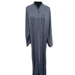 Abaya de prière luxueuse en soie grise, faite à la main, anti-rides, à manches longues, pour femmes, vêtements et accessoires musulmans traditionnels - Product Image 4