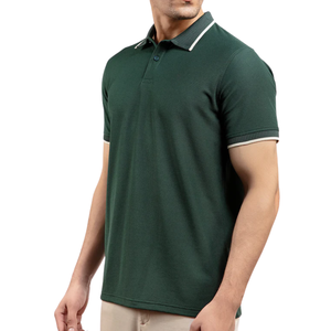 Camisa Polo Verde para Hombre con Cuello y Puños Acanalados, Cómoda, Informal, de Algodón, Elegante, de Manga Corta, a la Moda - Product Image 3