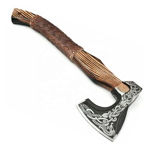 Industrial Grade Damascus Steel <b>Axe</b> & Hatchet Quality Carbon Steel Head with Wooden <b>Handle</b> - Product Image 6