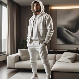 Chándal para hombre, Sudadera con capucha y pantalones de chándal, chándal deportivo para correr, chándal personalizado para hombre, chándal blanco de lana pesada para hombre - Product Image 5