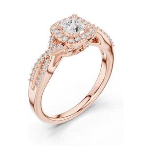 Bague de fiançailles pour femme avec halo de diamants de laboratoire taille princesse 0,688 CT, clarté VVS-VS EF, or 18 carats, 14 carats, 10 carats et argent 925 - Product Image 4