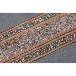 พรมขนแกะอนาโตเลียคลาสสิกสีน้ำตาลน้ำเงิน1.6 x 5ft วินเทจผ้าเย็บปะติดปะต่อกันดีไซน์สี่เหลี่ยมผืนผ้าโถงทางเดินสำหรับน้ำยาง - Product Image 5