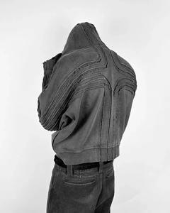 Sudaderas con capucha para hombre, pantalones de chándal con diamantes de algodón 100% de imitación y Sudadera con capucha, conjunto de lavado ácido, cremallera completa de gran tamaño, peso pesado personalizado para hombres - Product Image 1