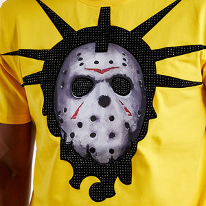 Logo personnalisé T-shirt en jersey uni à manches courtes pour homme 100% coton avec strass sérigraphié Design de style de rue respirant - Product Image 3