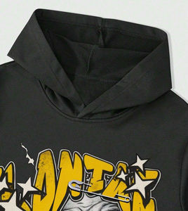 Custom Wholesale Men Graphic Letter Figure Print <b>Hoodie</b> & Drawstring Sweatpants Tracksuit For Casual Streetwear Fashion - Product Image 3