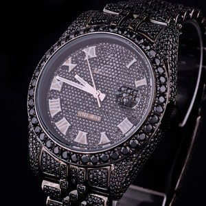 Reloj de Lujo Chapado en Oro con Diamantes Automáticos, Corte Brillante, Estilo Hip Hop, Completamente Engastado con Moissanita VVS para Hombre - Product Image 2