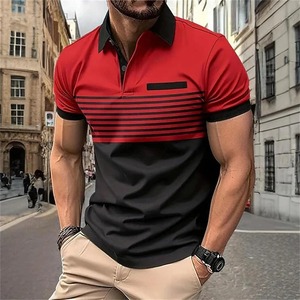 Camisa de manga corta con estampado de bloques de color para hombre, camisetas informales de verano de gran tamaño para uso diario, estilo de negocios para hombre maduro encantador, camisetas necesarias - Product Image 5