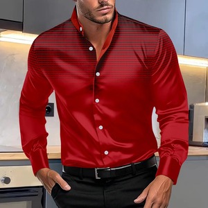 Camisa de Manga Larga con Cuello Alto y Estampado de Lunares Redondos para Hombre, Moda Masculina para Primavera, Verano y Otoño - Product Image 6
