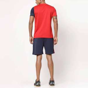 Ensemble été 2 pièces pour homme, t-shirt à manches courtes et short en coton 100%, taille plus, respirant, couleur contrastée, deux panneaux - Product Image 6