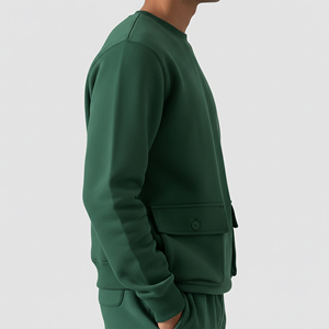 Nouveauté 2025 – Sweat-shirts basiques pour hommes 100 % coton, brodés, hiver, poches cargo, respirants, coupe oversize, épaules tombantes, style hip-hop - Product Image 3