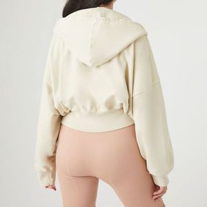 เสื้อฮู้ดครอปตัวใหญ่สำหรับผู้หญิง ขายส่ง พร้อมโลโก้สั่งทำด้านหน้า สไตล์สตรีทแวร์สำหรับฤดูใบไม้ร่วง ผ้าฝ้าย 100% - Product Image 6