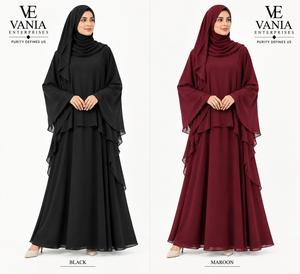 Ensemble Abaya Élégant Fait Main en Polyester pour Femme Musulmane – Robe Respirante à Manches Longues, Longueur Cheville, Coupe Ample – Tenue Idéale Ramadan et Aïd - Product Image 1