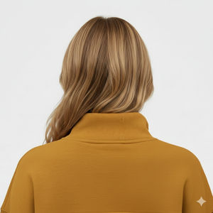 Pull long imprimé oversize à col montant pour femme, en tissu tricoté doux et lisse, coupe décontractée et confortable pour tous les jours - Product Image 6