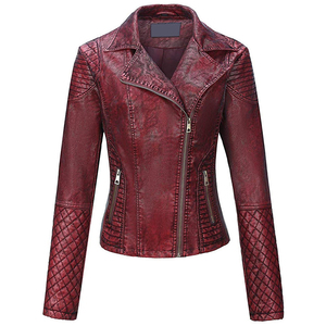 แจ็กเก็ตหนังแท้สำหรับผู้หญิงแจ็คเก็ตหนังแท้สำหรับนักขี่จักรยานลำลองและมีสไตล์ใหม่สำหรับ100% - Product Image 5
