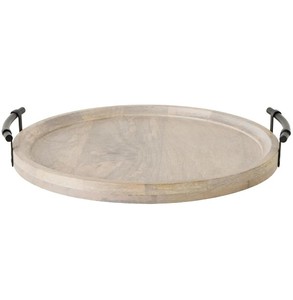Élégance rustique en bois de manguier de qualité supérieure: plateaux de service rectangulaires avec poignées en laiton et écorce de bois au prix de gros - Product Image 6