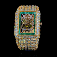 Reloj de Pulsera de Lujo de Edición Limitada para Hombre, con Diamantes de Esmeralda, Plata de Ley 925, Estilo Deportivo, Caja de 5 mm, Estilo Hip Hop