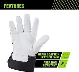 ถุงมือทำงานสวมใส่สบายพร้อมหนังแพะสำหรับผู้ชายและผู้หญิงทำจากหนังวัวแท้ - Product Image 5