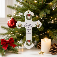Ornement de Noël en céramique en forme de croix, pendentif suspendu en porcelaine pour couronne de Noël, décoration sacrée pour table