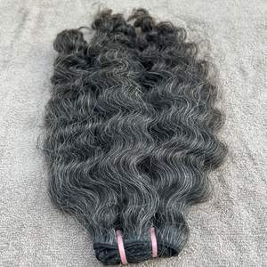 Paquets de cheveux humains de trame gris foncé bouclés profonds 100% vierge Remy cuticule alignée qualité supérieure approvisionnement en gros en vrac - Product Image 1