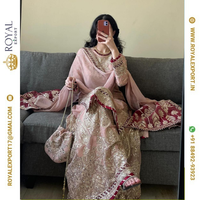 Nouvelle Collection Tendance de Salwar Sharara de Mariage en Fausse Georgette avec Broderie et Cordonnet