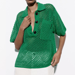 OEM personalizado Logotipo de verano de malla de moda Polo camisa de mujer personalizada de malla polo - Product Image 2