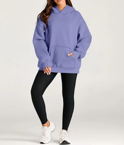 Venta al por mayor de gran tamaño de lana con capucha frontal de logotipo personalizado de las mujeres de gota hombro grueso de punto de alta calidad de invierno Streetwear sudaderas con capucha - Product Image 3