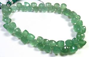 8 brins de perles de briolette à facettes en quartz fraise naturel 6.5-7mm de pierres précieuses vertes en vrac avec une coupe de trillion - Product Image 4