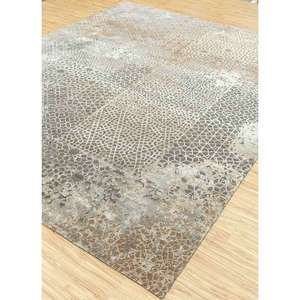 Alfombra Tattvam Anudada a Mano de Lana y Seda de Bambú, Diseño de Parches Beige y Marrón, Rectangular, para Pasillo y Dormitorio - Modelo Esk-9012 - Product Image 2