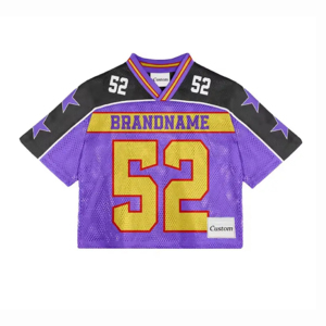 Y2k Pure Mesh Hip Hop Top Street Clothing Col en V Maillot de football américain Bonne qualité Football américain Sports à manches courtes - Product Image 4