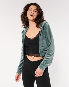 Sudadera con capucha recortada de Invierno para mujer con cremallera, ropa de calle informal, sudadera de entrenamiento, logotipo frontal, estilo informal, Top corto con capucha - Product Image 4