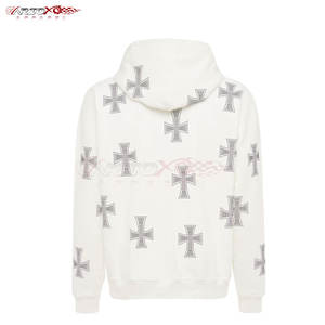 ชุดวอร์มผู้ชายประดับพลอยเทียมมีฮู้ดสำหรับฤดูหนาวพร้อมฝาปิดแบบมีเชือกรูดด้านบนและล่างสไตล์สตรีททันสมัยฤดูหนาว - Product Image 4