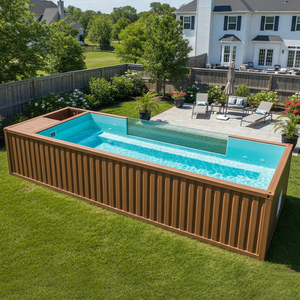 Piscina Container Personalizzata da 20 Piedi in Acrilico Fibra di Vetro e Mosaico di Legno Piscina Spa Vasca Idromassaggio per Esterni Giardino di Lusso Fuori Terra - Product Image 2