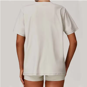 T-shirt surdimensionné en coton 100% pour femmes Design tricoté respirant personnalisable pour Logo de la saison d'été décontracté Oxford solide - Product Image 3