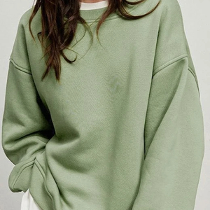Autumn Wear Women <b>Plain</b> Pullover Sweatshirt Fleece Oversized Crew Neck <b>Hoodies</b> - Product Image 2